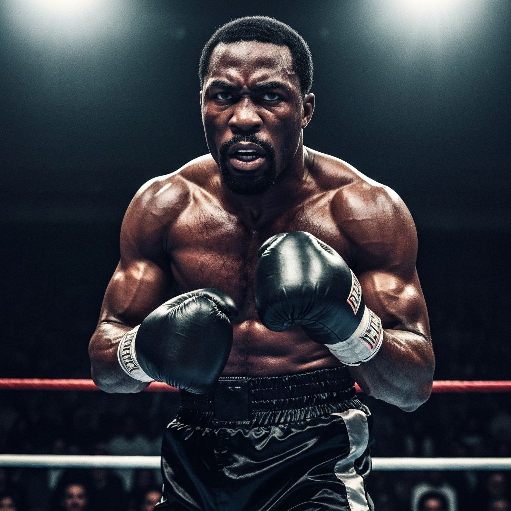 Legendary boxer in ring